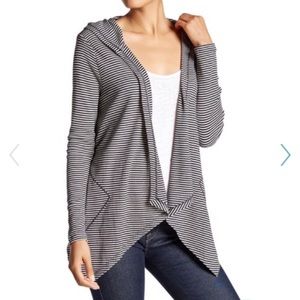 Black and white striped cardigan